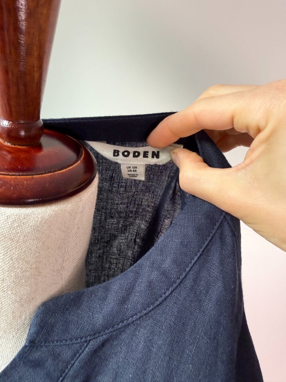 Boden Sophia Linen Tiered Shift Dress in Navy Women's Size 8R - Picture 6 of 9